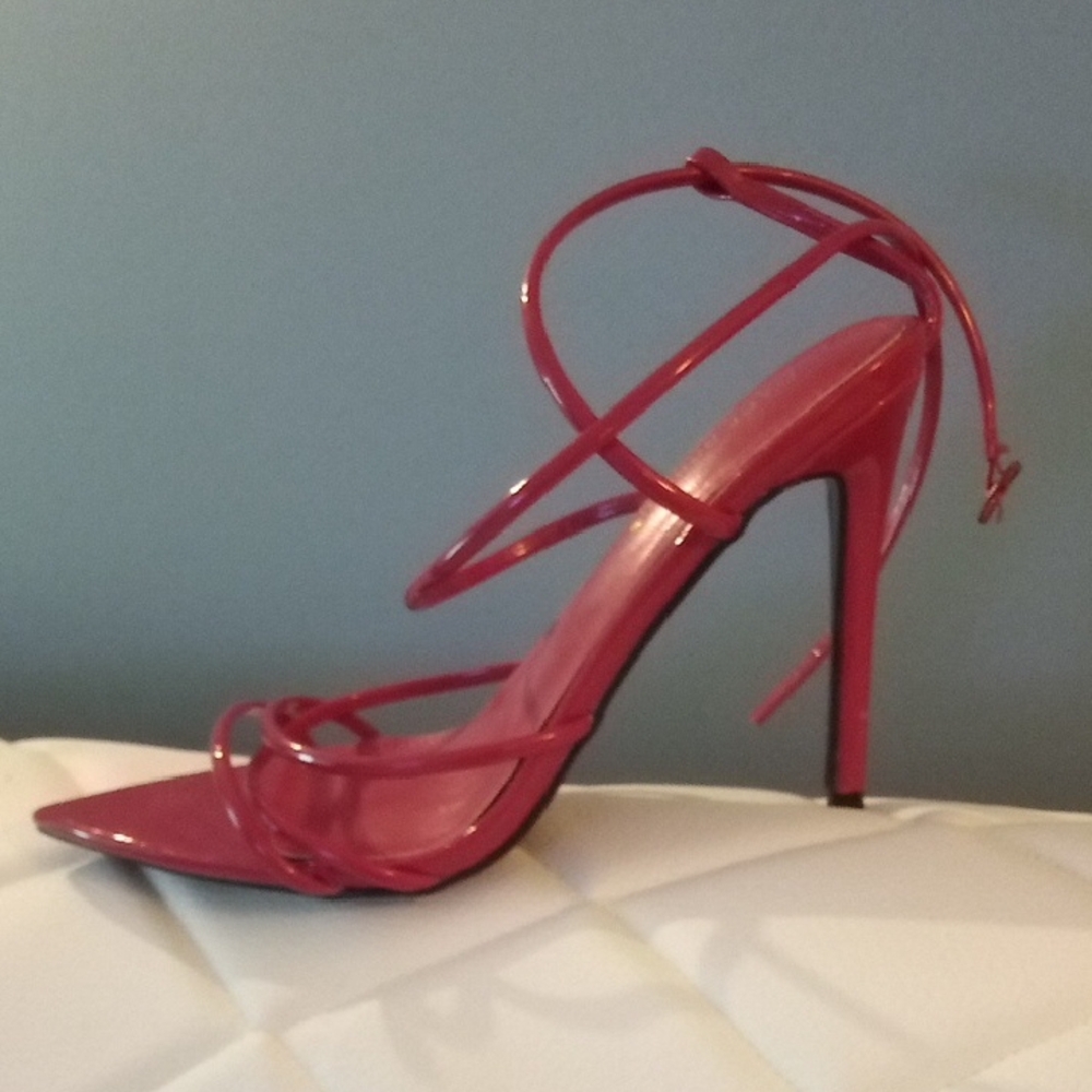 Cape Robbin Red Stiletto Heels with Ankle Tie
